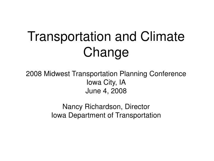 transportation and climate change