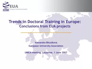 Trends in Doctoral Training in Europe: Conclusions from EUA projects