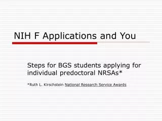 NIH F Applications and You