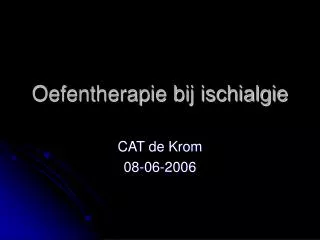 oefentherapie bij ischialgie