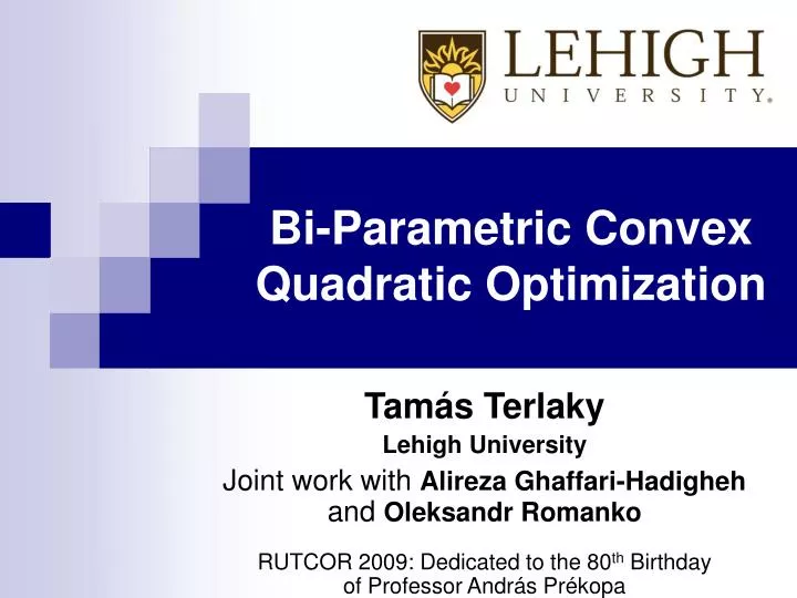 bi parametric convex quadratic optimization