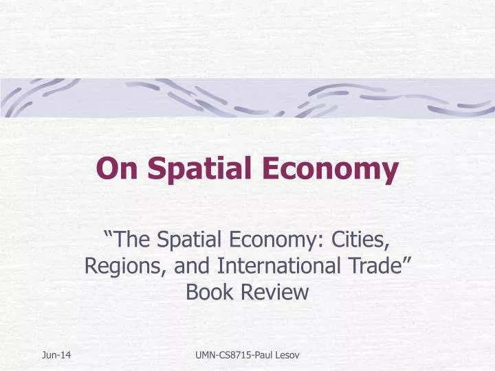 on spatial economy
