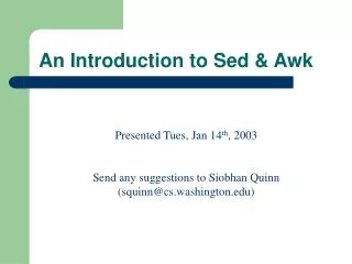 An Introduction to Sed &amp; Awk