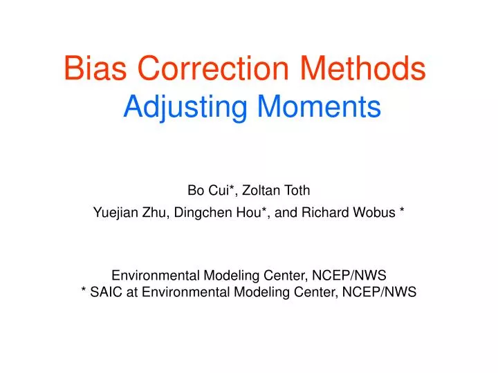bias correction methods adjusting moments