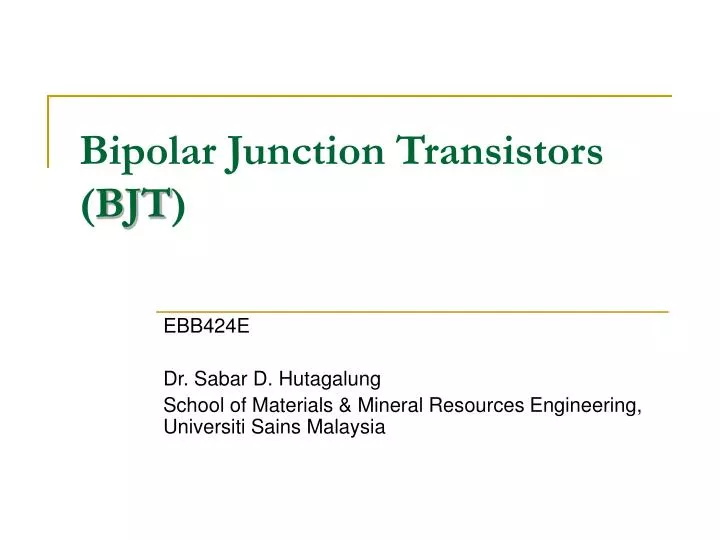 bipolar junction transistors bjt