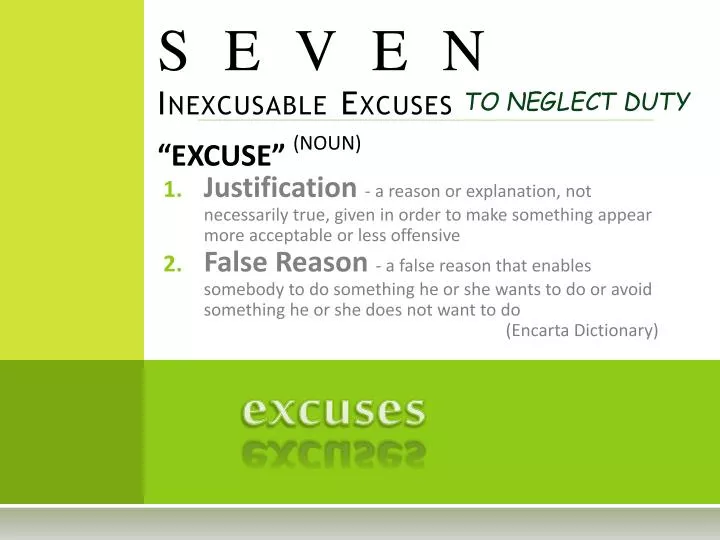 seven inexcusable excuses