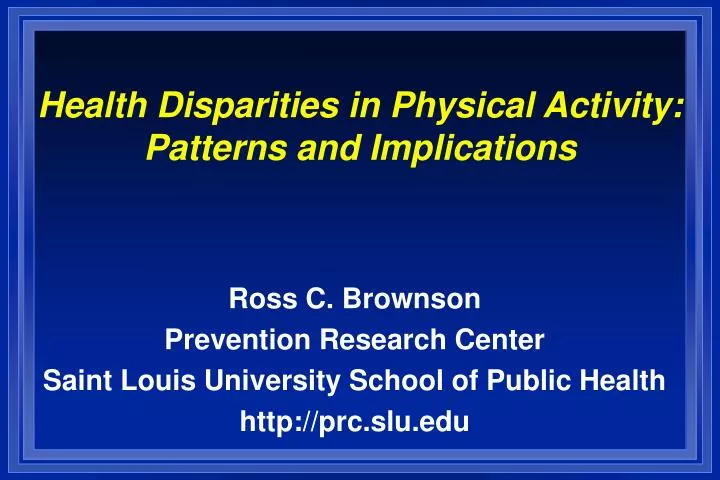 health disparities in physical activity patterns and implications