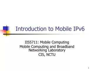 Introduction to Mobile IPv6