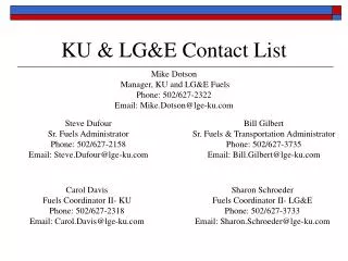 KU &amp; LG&amp;E Contact List