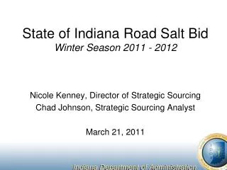 State of Indiana Road Salt Bid Winter Season 2011 - 2012