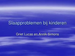 slaapproblemen bij kinderen
