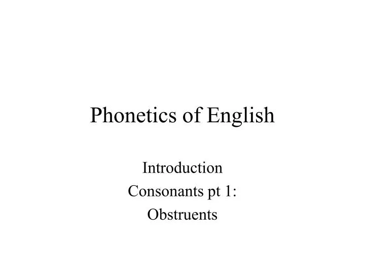 phonetics of english