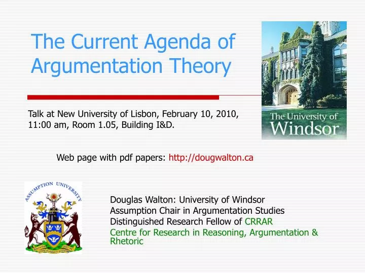 the current agenda of argumentation theory