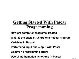Getting Started With Pascal Programming