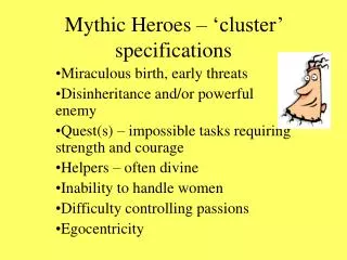 Mythic Heroes – ‘cluster’ specifications