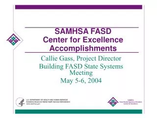 SAMHSA FASD Center for Excellence Accomplishments