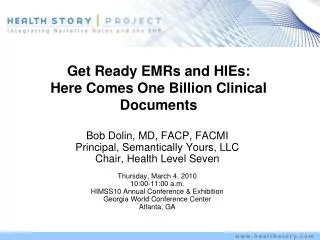 Get Ready EMRs and HIEs: Here Comes One Billion Clinical Documents