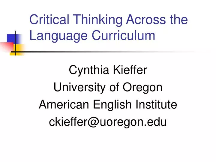critical thinking across the language curriculum