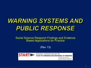 WARNING SYSTEMS AND PUBLIC RESPONSE