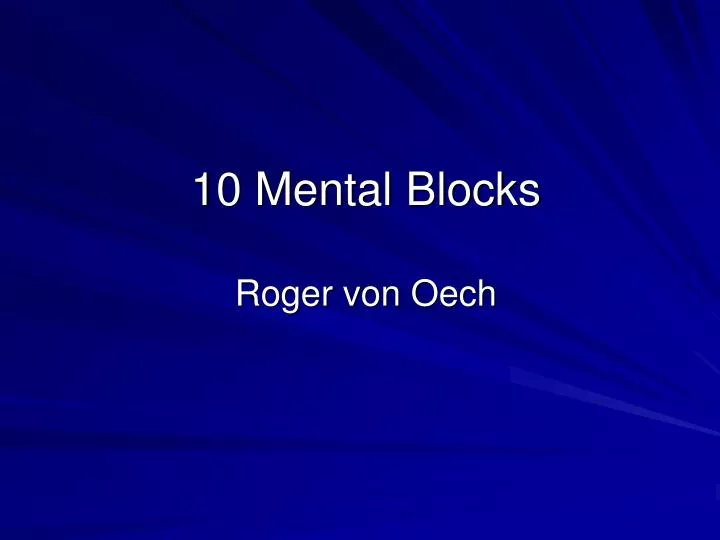 10 mental blocks roger von oech