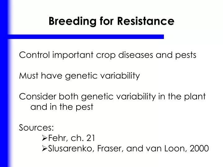 breeding for resistance