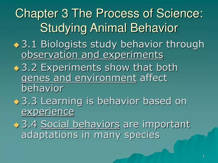 chapter 3 the process of science studying animal behavior