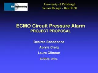 ECMO Circuit Pressure Alarm PROJECT PROPOSAL