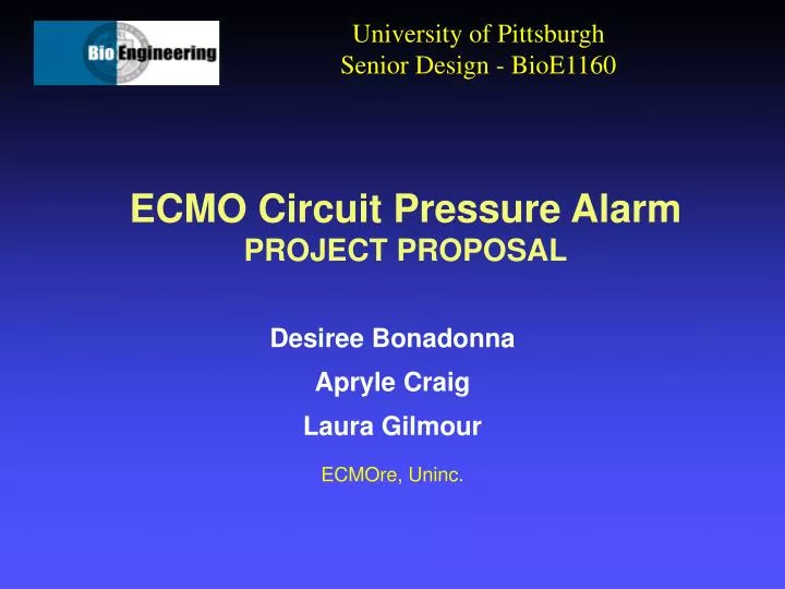 ecmo circuit pressure alarm project proposal