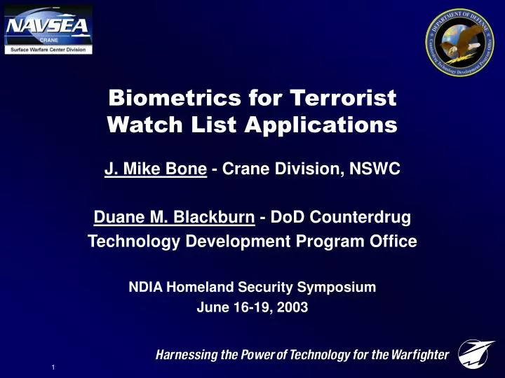 biometrics for terrorist watch list applications