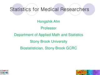 Statistics for Medical Researchers