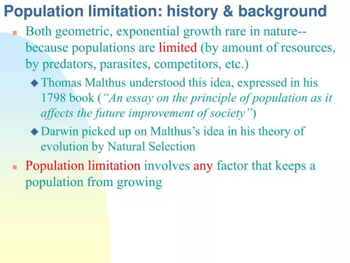 population limitation history background