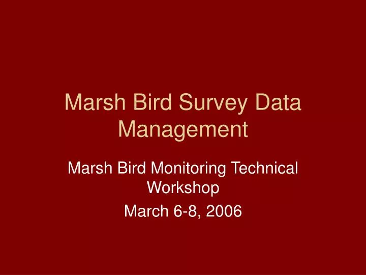 marsh bird survey data management