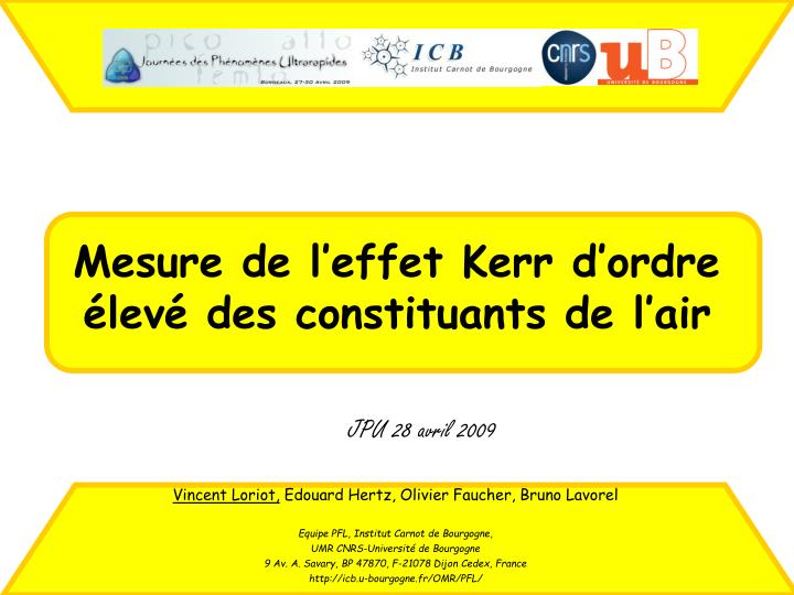 mesure de l effet kerr d ordre lev des constituants de l air