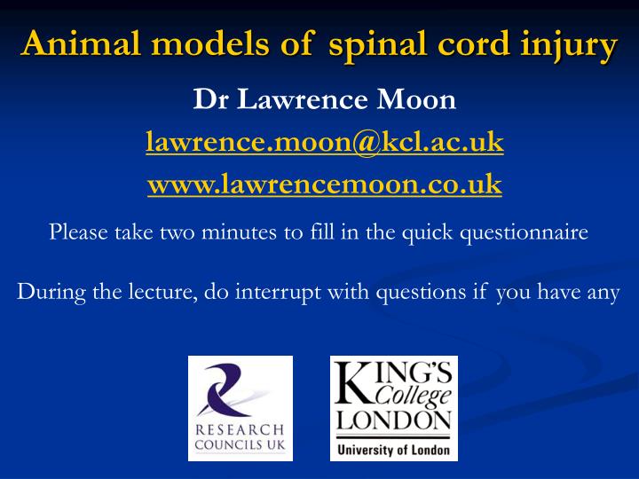 animal models of spinal cord injury