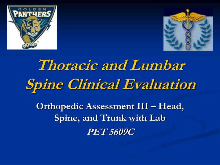 thoracic and lumbar spine clinical evaluation