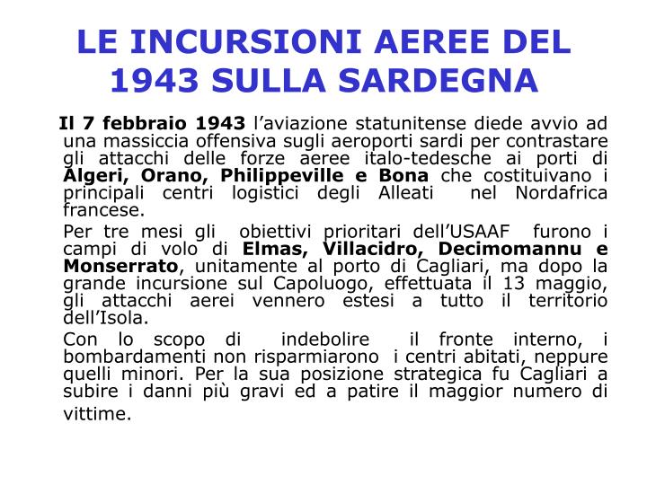 le incursioni aeree del 1943 sulla sardegna