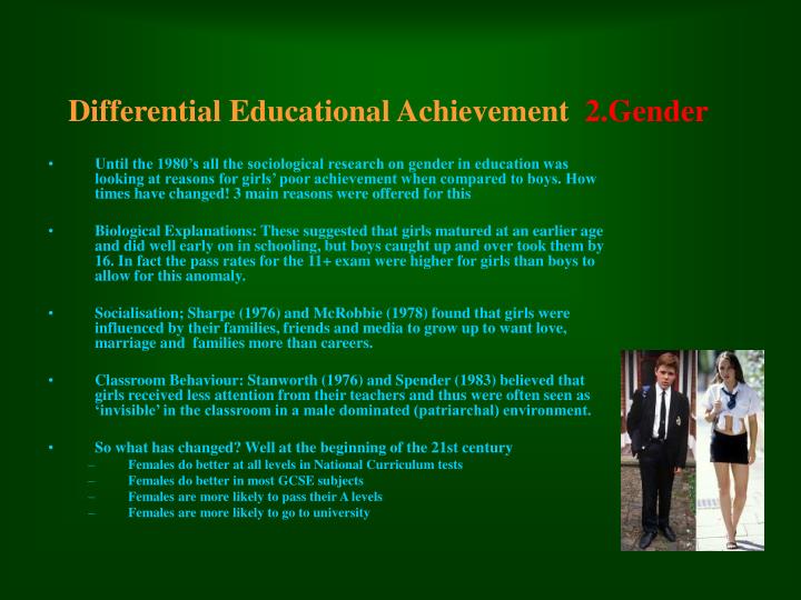 differential educational achievement 2 gender