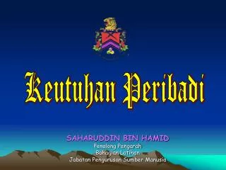 saharuddin bin hamid penolong pengarah bahagian latihan jabatan pengurusan sumber manusia
