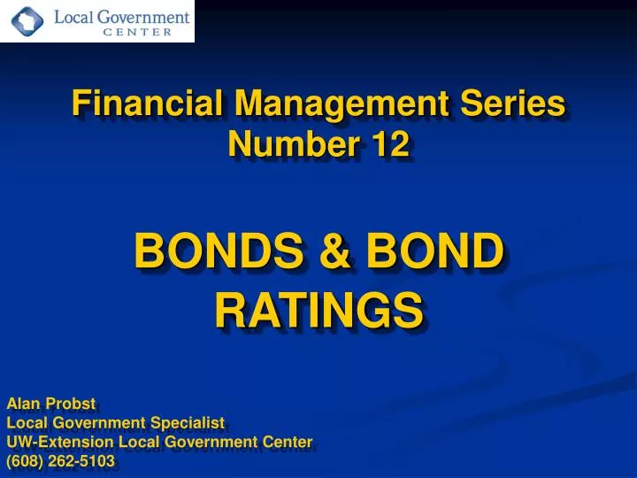 financial management series number 12 bonds bond ratings