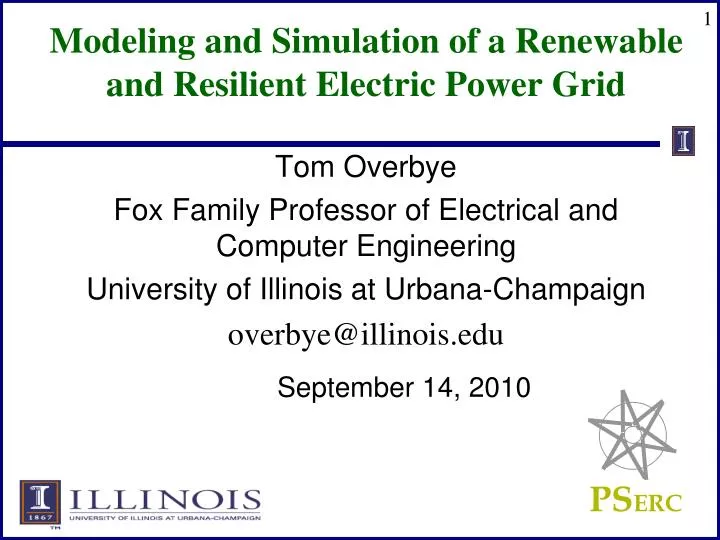 modeling and simulation of a renewable and resilient electric power grid