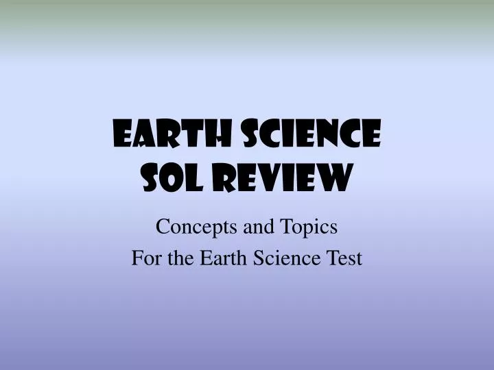 earth science sol review