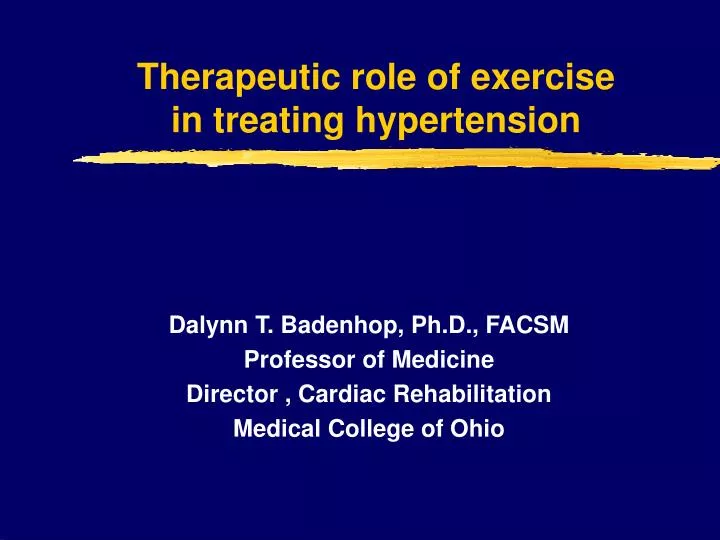 therapeutic role of exercise in treating hypertension