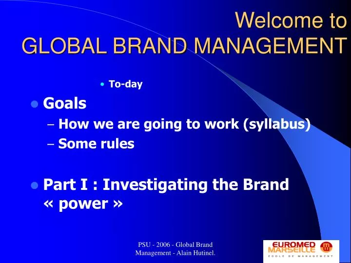 welcome to global brand management