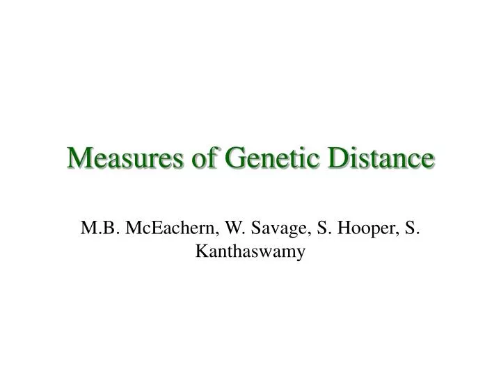measures of genetic distance