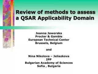 Review of methods to assess a QSAR Applicability Domain