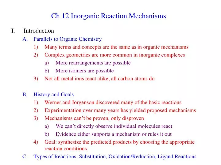 ch 12 inorganic reaction mechanisms