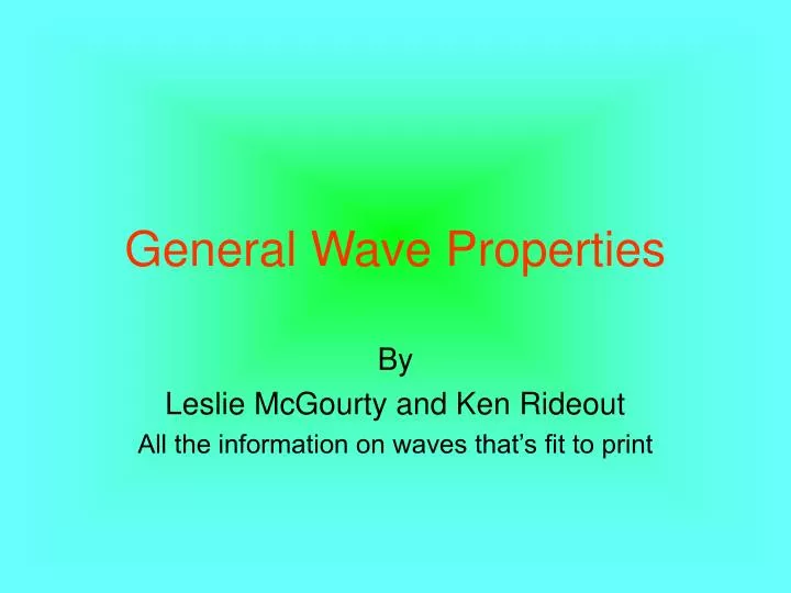 general wave properties