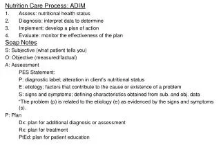 Nutrition Care Process: ADIM