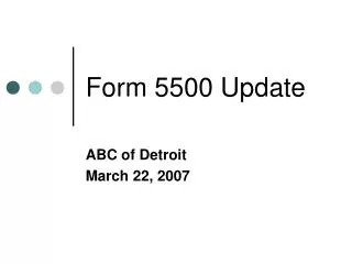 Form 5500 Update