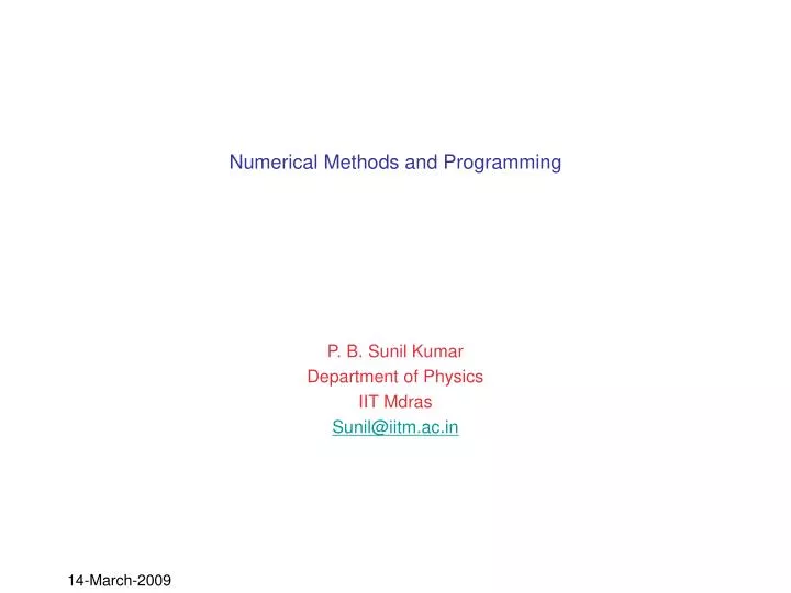 numerical methods and programming